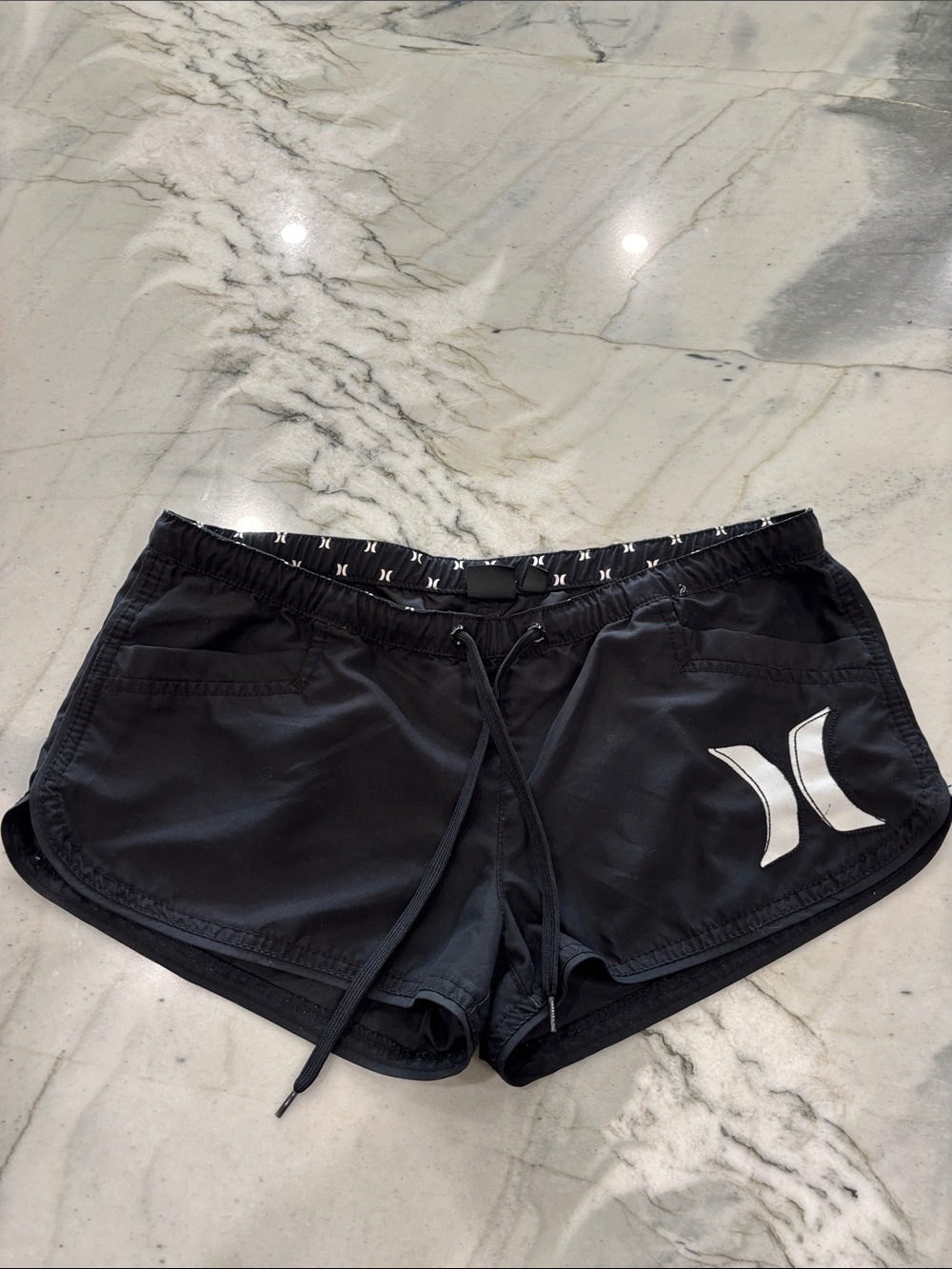 Hurley Black Women's Athletic Shorts with White Logo